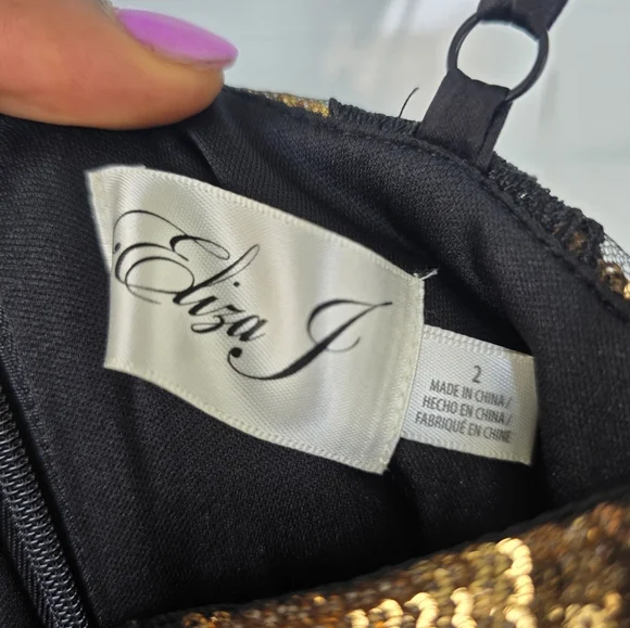 $268 Eliza J Women's Floral-Appliqué Sequinned Dress Sz 2 NWT Cocktail Glam - Picture 12 of 16